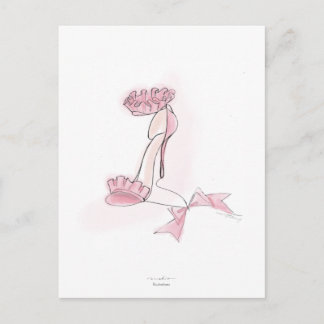 Pink Frilled High Heels Illustration Postkarte