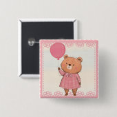 Pink Fringe Dress Bear mit Pink Ballon Button (Vorne & Hinten)