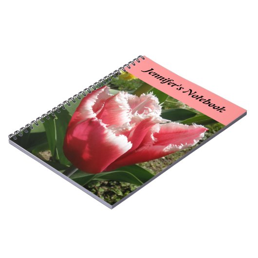 Pink Fringed Tulip - individualisierbares Notebook Notizblock (Linke Seite)