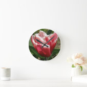 Pink Fringed Tulip Wall Clock Runde Wanduhr (Zuhause)