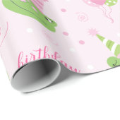 Pink Frog Girl Birthday Geschenkpapier (Rolleneckpunkt)
