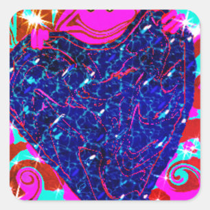Pink Frog Holding Heart Stickers