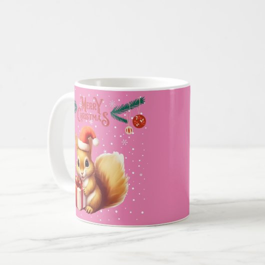 Pink Frohe Weihnachten - Chipmunk Kaffeetasse (Vorderseite Links)