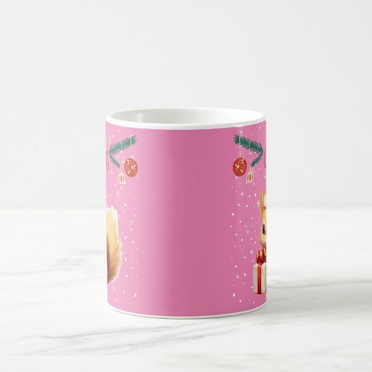 Pink Frohe Weihnachten - Chipmunk Kaffeetasse (Mittel)