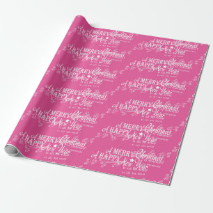 Pink frohe Weihnachten glückliche Neujahr Umbruch Geschenkpapier