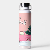 Pink Frohe Weihnachten Trinkflasche (Rückseite)