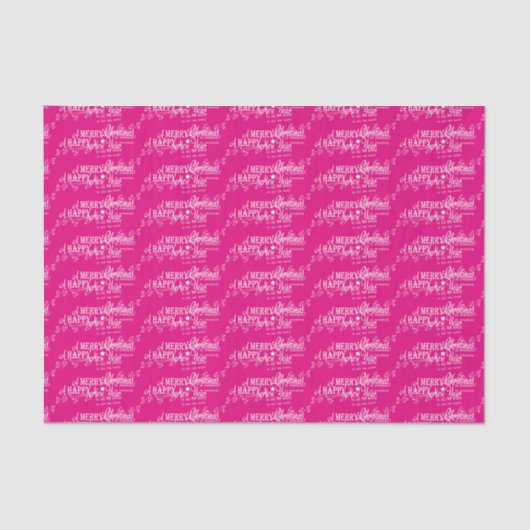 Pink Frohe Weihnachts-Happy New Year Tissue Paper Seidenpapier (Vorderseite)