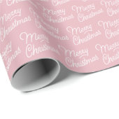 Pink Frohe Weihnachts-Muster Wrapping Papier Geschenkpapier (Rolleneckpunkt)