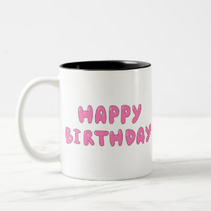 Pink-fröhlicher Geburtstag Wort-Design Zweifarbige Tasse