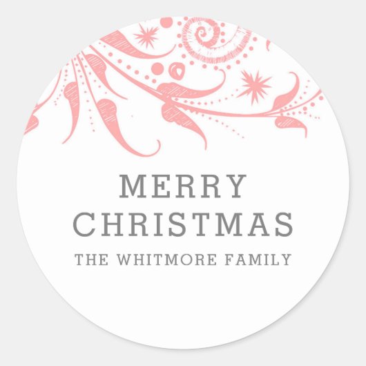Pink Frost Frost Weihnachten Runder Aufkleber (Vorderseite)