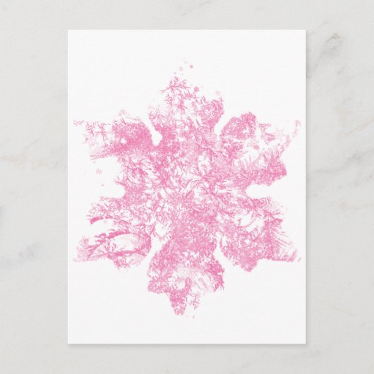 Pink Frosty Snowflake Design Postkarte (Vorderseite)
