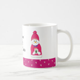 Pink Frosty Snowman mit Hot Chocolate Kaffeetasse