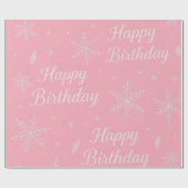 Pink Frozen snowflake Birthday Wrapping Paper Geschenkpapier (Flach)