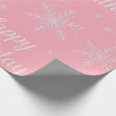 Pink Frozen snowflake Birthday Wrapping Paper Geschenkpapier (Ecke)