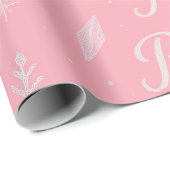 Pink Frozen snowflake Birthday Wrapping Paper Geschenkpapier (Rolleneckpunkt)