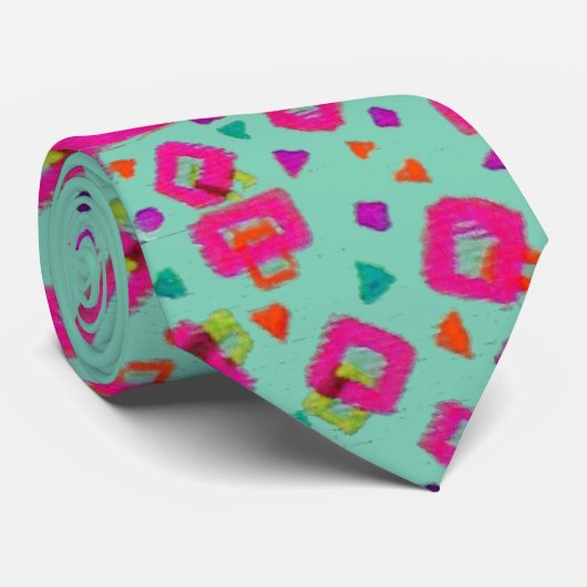 PINK FUCHSIA AQUAMARIN BLAU ABSTRAKTER DEKO KRAWATTE (Gerollt)