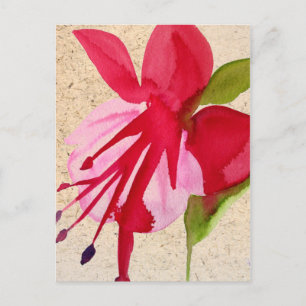 Pink Fuchsia Aquarell Blume Pop Kunst Postkarte