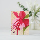 Pink Fuchsia Aquarell Blume Pop Kunst Postkarte (Stehend Vorderseite)