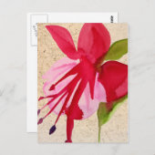 Pink Fuchsia Aquarell Blume Pop Kunst Postkarte (Vorne/Hinten)