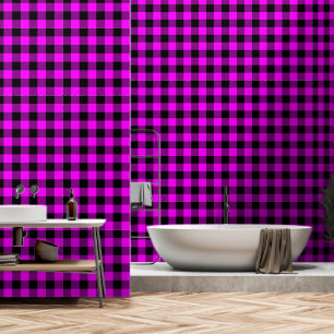 Pink Fuchsia Black 3 Inch Lumberjack Buffalo Karie Tapete