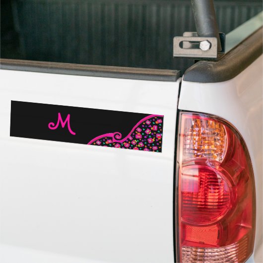 PINK FUCHSIA BLACK ABSTRAKT DEKO MONOGRAM AUTOAUFKLEBER (Auf Lkw)