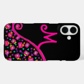 PINK FUCHSIA BLACK ABSTRAKT DEKO MONOGRAM Case-Mate iPhone HÜLLE (Rückseite (Horizontal))