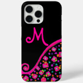 PINK FUCHSIA BLACK ABSTRAKT DEKO MONOGRAM Case-Mate iPhone HÜLLE (Rückseite)