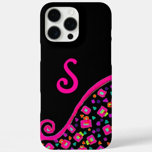 PINK FUCHSIA BLACK ABSTRAKT DEKO MONOGRAM Case-Mate iPhone HÜLLE (Rückseite)