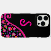 PINK FUCHSIA BLACK ABSTRAKT DEKO MONOGRAM Case-Mate iPhone HÜLLE (Rückseite (Horizontal))