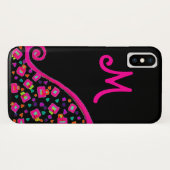 PINK FUCHSIA BLACK ABSTRAKT DEKO MONOGRAM Case-Mate iPhone HÜLLE (Rückseite (Horizontal))