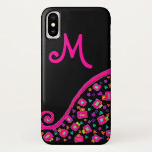 PINK FUCHSIA BLACK ABSTRAKT DEKO MONOGRAM Case-Mate iPhone HÜLLE