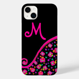 PINK FUCHSIA BLACK ABSTRAKT DEKO MONOGRAM Case-Mate iPhone HÜLLE
