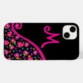 PINK FUCHSIA BLACK ABSTRAKT DEKO MONOGRAM Case-Mate iPhone HÜLLE (Rückseite (Horizontal))