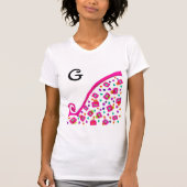 PINK FUCHSIA BLACK ABSTRAKT DEKO MONOGRAM T-Shirt (Vorderseite)