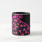 PINK FUCHSIA BLACK ABSTRAKT DEKO MONOGRAM TASSE (Zentrum)