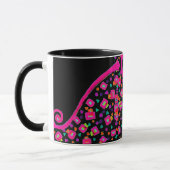 PINK FUCHSIA BLACK ABSTRAKT DEKO MONOGRAM TASSE (Links)