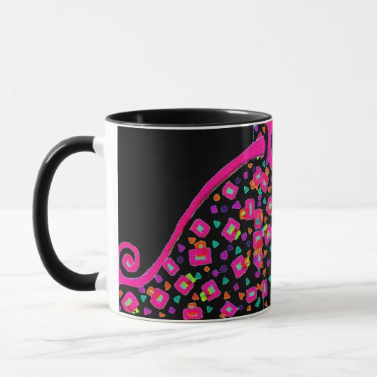 PINK FUCHSIA BLACK ABSTRAKT DEKO MONOGRAM TASSE (Links)
