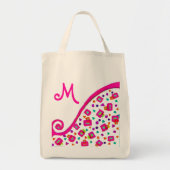 PINK FUCHSIA BLACK ABSTRAKT DEKO MONOGRAM TRAGETASCHE (Vorne)