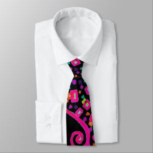 PINK FUCHSIA BLACK ABSTRAKTER DEKO KRAWATTE