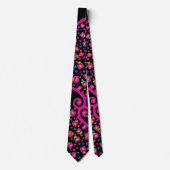 PINK FUCHSIA BLACK ABSTRAKTER DEKO KRAWATTE (Vorderseite)