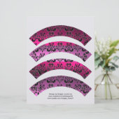 PINK FUCHSIA BLACK DAMASK CUPCAKE LINER CUTOUT (Stehend Vorderseite)