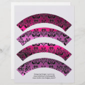 PINK FUCHSIA BLACK DAMASK CUPCAKE LINER CUTOUT (Vorne/Hinten)