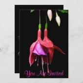 Pink Fuchsia-Blume Einladung (Vorne/Hinten)