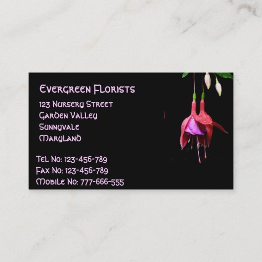 Pink Fuchsia-Blume Visitenkarte (Vorderseite)
