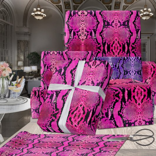 Pink Fuchsia Boa Constrictor Snakeskin Geschenkpapier