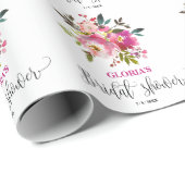 Pink Fuchsia Floral Brautparty Geschenkpapier (Rolleneckpunkt)
