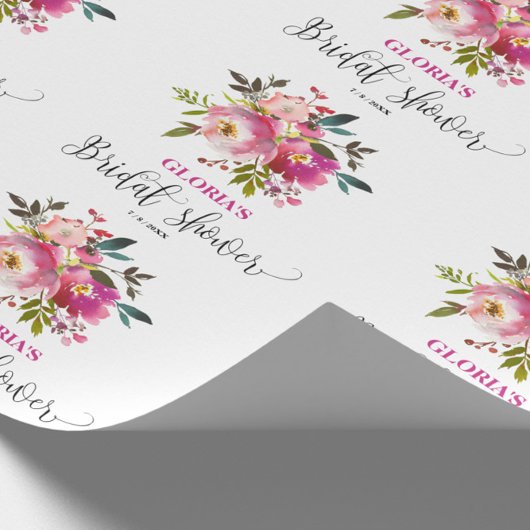 Pink Fuchsia Floral Brautparty Geschenkpapier