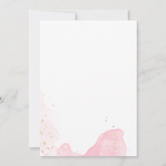 Pink Fuchsia Floral Gold Aquarellfarbe Save The Date (Rückseite)