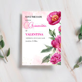 Pink Fuchsia Floral Gold Aquarellfarbe Save The Date