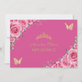 Pink Fuchsia Floral Gold Quinceanera 16 . Geburtst Save The Date (Rückseite)